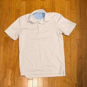 johnnie-O White Polo with Blue Stripes